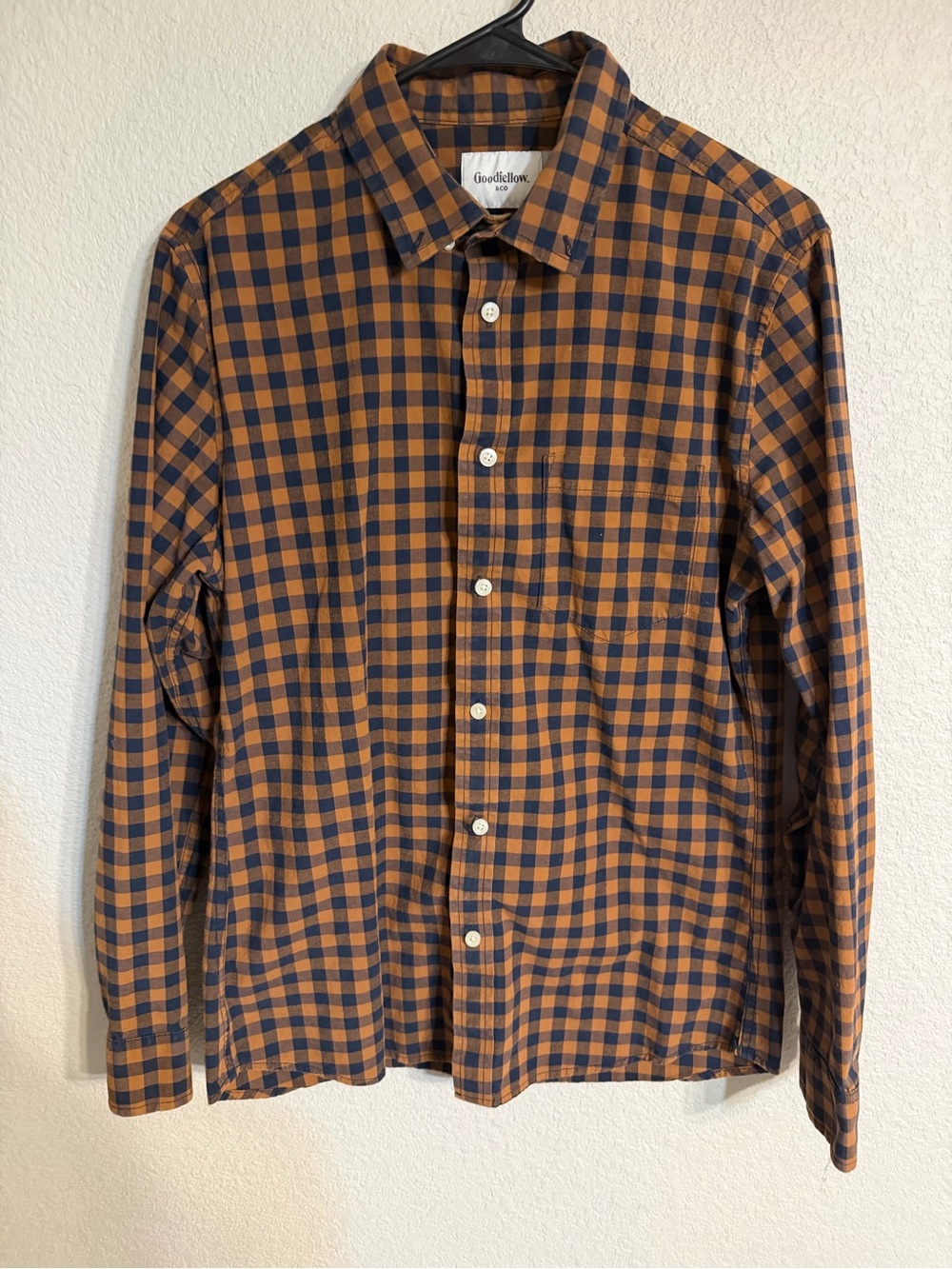 Goodfellow & Co Brown and Navy Check Button-Down Shirt